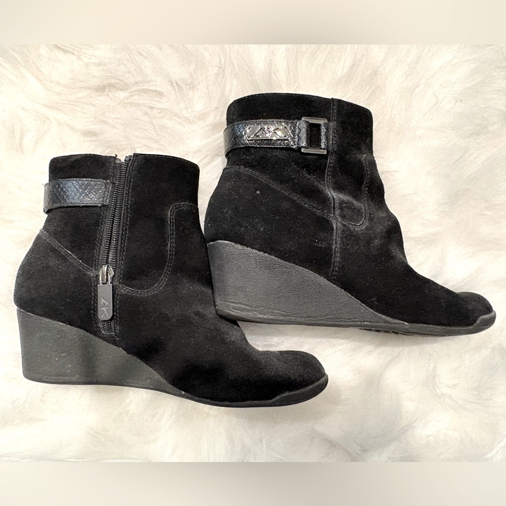 Anne Klein Sport suede wedge booties